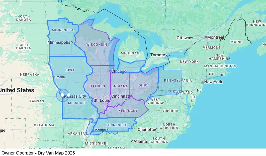 Owner Operator - Dry Van map