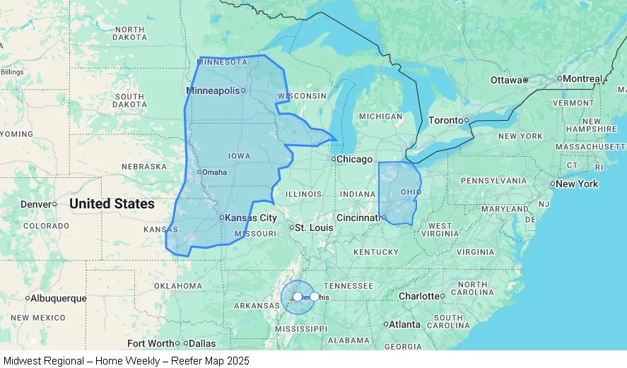 Midwest Regional – Reefer map