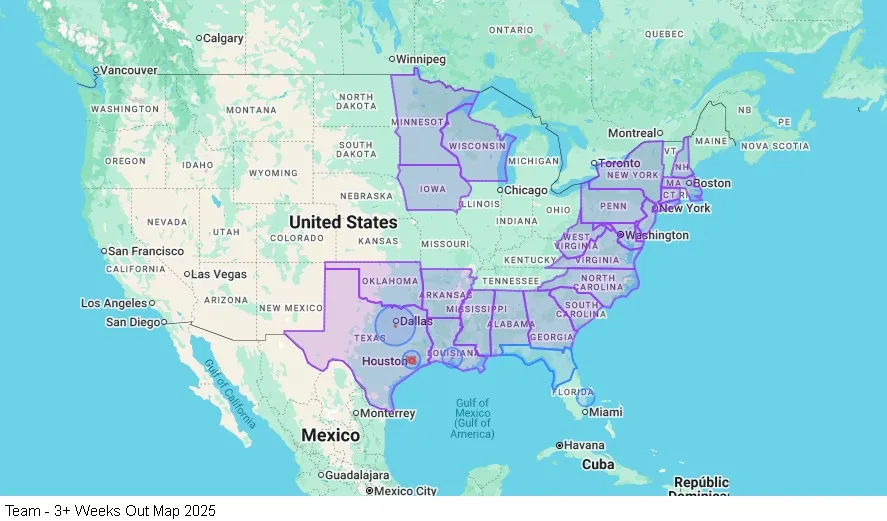 Team - 3+ Weeks Out map