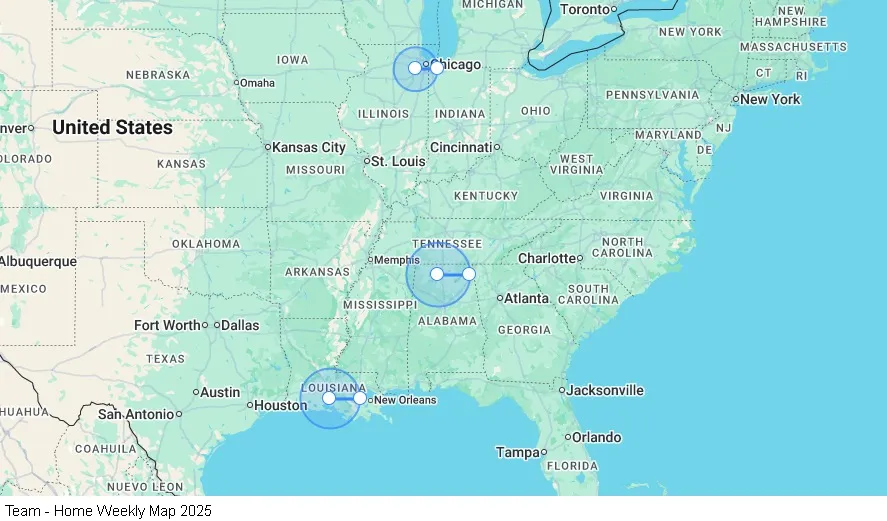 Team - Home Weekly map