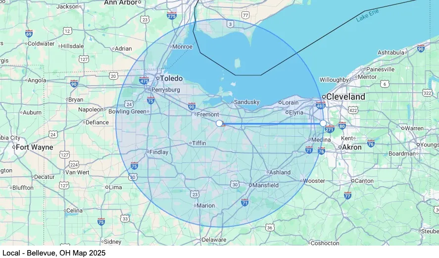 Local - Bellevue, OH map