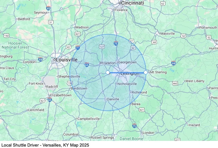 Local Shuttle Driver - Versailles, KY map